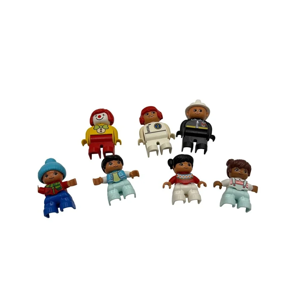 Lego Duplo Minifigure Lot of 7 Firefighter Clown Race‎ Car Driver Kids Figures
